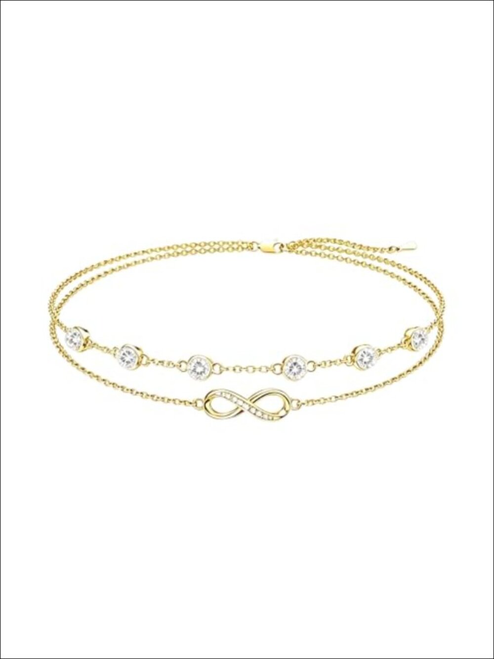 18K Gold Plated Infinity Anklet Bracelet with Birthstone, Gift for Her